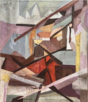 an image of a painting of a woman sitting on a chair