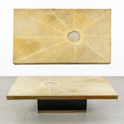 Georges Mathias (XX-XXI) Table basse avec pierre d'agate, la…