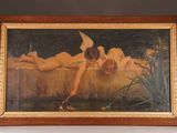 an image of a painting of a woman laying on a couch