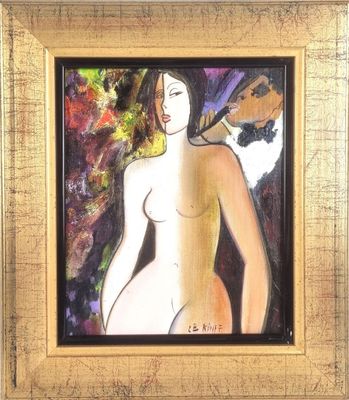 an image of a painting of a nude woman in a gold frame