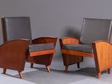 paire de fauteuils de salon danois du milieu du siècle, avec assises rembourrées en cuir