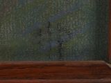 a picture of a painting of a cat sitting on a window sill