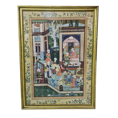 an image of a picture of a painting of a family in a living room