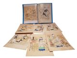 beaucoup de vieilles peintures chinoises posées sur la table
