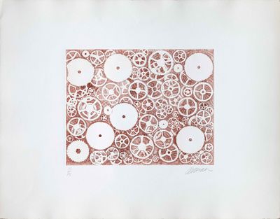 une photo représentant un dessin d'engrenages sur une feuille de papier