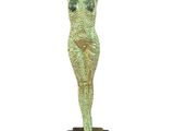 statue of a woman holding a tennis racquet on a black base