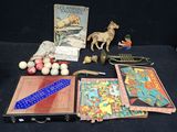 many items that are sitting on a black table