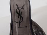 saint laurent black leather pointed toe mules size 38 5