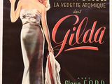 une vieille affiche de cinéma représentant une femme en robe de soirée en train de fumer une cigarette