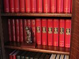 a book shelf with many books on it