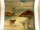 une image d'un tableau représentant un bateau sur l'eau