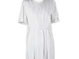 grey dress on a mannequin stand on a white background