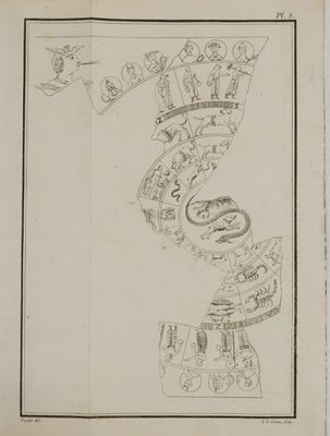 une image représentant un dessin d'un serpent avec un homme sur son dos