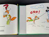 two pages of a children ' s book with pictures of mickey and goofy