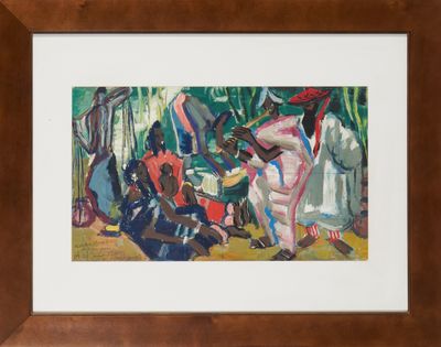 Monique CRAS (1910-2007). "Sur les bords du Niger, Niamey".