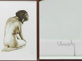 a drawing of a nude woman sitting on the ground
