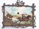 a picture of a picture of a horse race on the wall