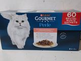 a box of gourmet cat food sitting on a table