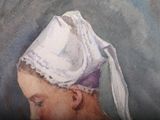 a painting of a little girl wearing a bonnet