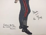 drawing of a man in uniform holding a rifle and wearing a hat