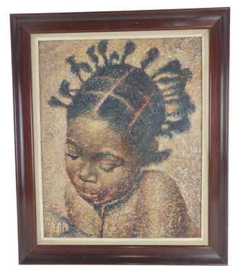 un tableau représentant une jeune fille avec des dreadlocks