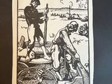 une image représentant un dessin en noir et blanc d'un homme sur un bateau