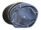 a blue hat with a rope around it on a white background