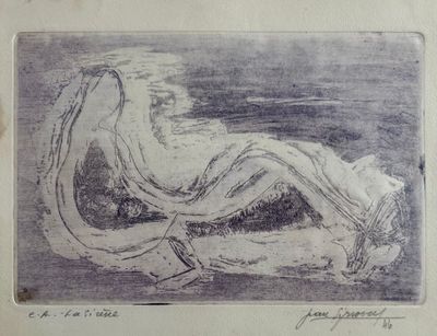 une image représentant le dessin d'une femme assise sur une plage