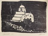 une image représentant un dessin en noir et blanc d'une église