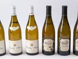 six bouteilles de vin sont alignées sur une surface blanche