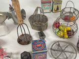 many different types of kitchen utensils on the table