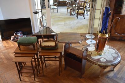 a living room with a lot of furniture in it