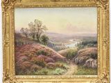 une image représentant un tableau représentant un paysage avec une rivière au loin