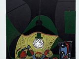 a picture of a painting with a clock on it