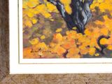 a painting of a tree in a field of yellow flowers