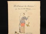 un vieux livre sur lequel figure le dessin d'un homme tenant une raquette de tennis