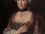 an old painting of a woman with a rose in her hand