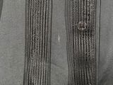 a close up of a black jacket with a zipper on it