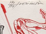 a drawing of a woman holding a knife in her hand