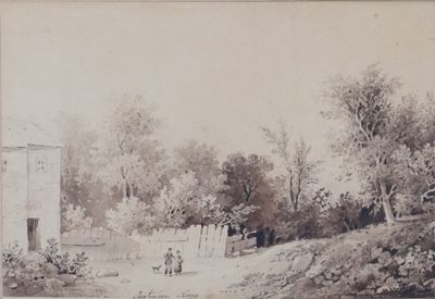 Justinien CLARY (1816-1869). Enfants et chien dans un paysag… - Photo 1