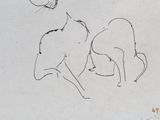 drawing of a cat and a dog sitting side by side