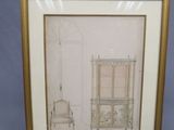 an image of a picture of a room with a chair and a table