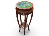 an image of a wooden table with a glass top on a white background