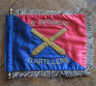 Petit fanion 15° régiment d'artillerie, double-face.