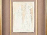 une illustration représentant deux femmes en robe blanche