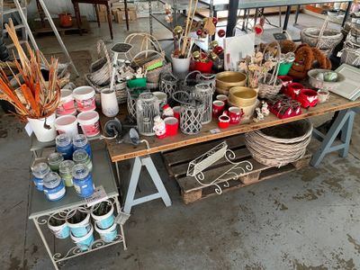 a table with a lot of items on it