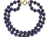 Collier de perles de lapis-lazuli avec fermoir plaqué or