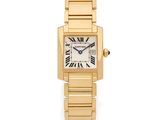 an 18k yellow gold cartier watch with roman numerals