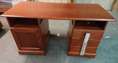 Meuble informatique/bureau MELVYN, teinte merisier, 3 tiroir…