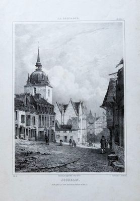 un vieux dessin en noir et blanc représentant une rue bordée d'immeubles